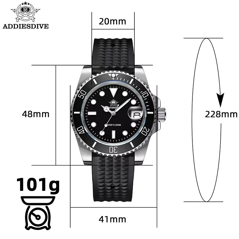 Addies Armbanduhr, Quarz, Edelstahl, 44 mm, Herren, Schwarz, Silber - Bild 6