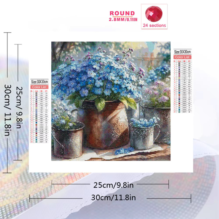 Momoart Diamant-Stickerei DIY Blumenmuster Vase mit runden Steinen in Multicolour für Erwachsene und Anfänger, B/B/H: 20 x 20 x 20 cm - Bild 2