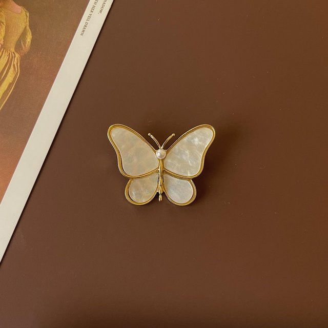 YIRAN Brosche Blume Schmetterling Emaille, Unisex, brown - Bild 1