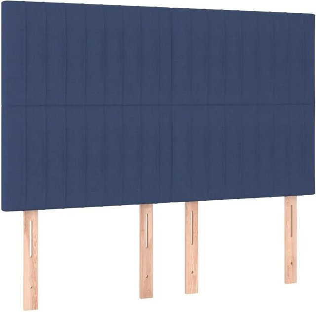 vidaXL LED Kopfteil Blau mit USB-Ladeport und integrierter Beleuchtung, Breite: 144 cm, Tiefe: 5 cm, Höhe: 118-128 cm - Bild 1