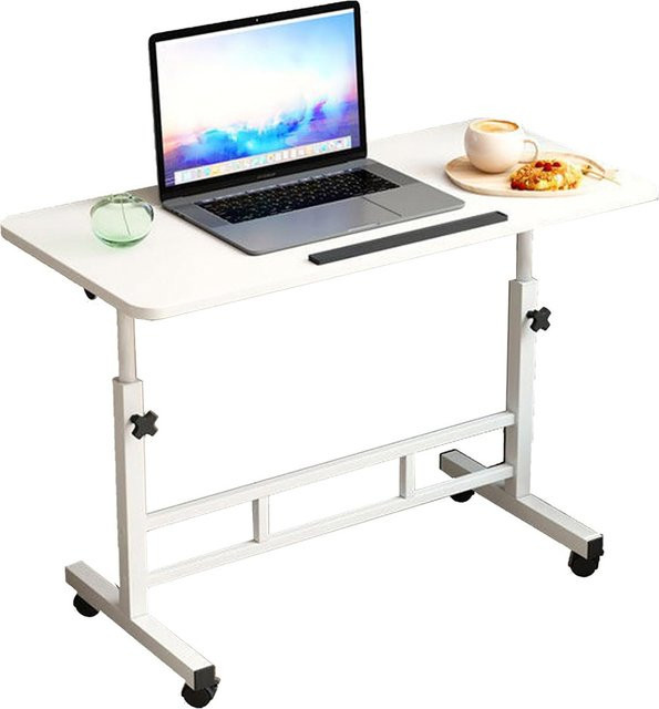 HiMISS Höhenverstellbarer Stehschreibtisch mit Rollen, Mobiler Laptop-Tisch für Home Office und Schlafzimmer, Schwarz oder Weiß - Bild 1