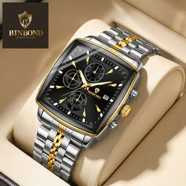 BINBOND Chronograph, Armbanduhr, Edelstahl, Bicolor, Blau, Herren - Bild 1