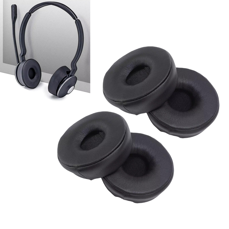 2 Paar Ersatz-Ohrpolster aus Proteinleder und Memory-Schaum für Jabra Engage 55 65 75 Headsets in Schwarz - Bild 2