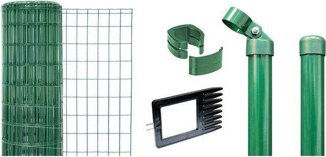 Alberts Metallzaun-Set Fix-Clip Pro aus Stahl, grün, Schweißgitter, Höhe: 153 cm, Länge: 25 m - Bild 1