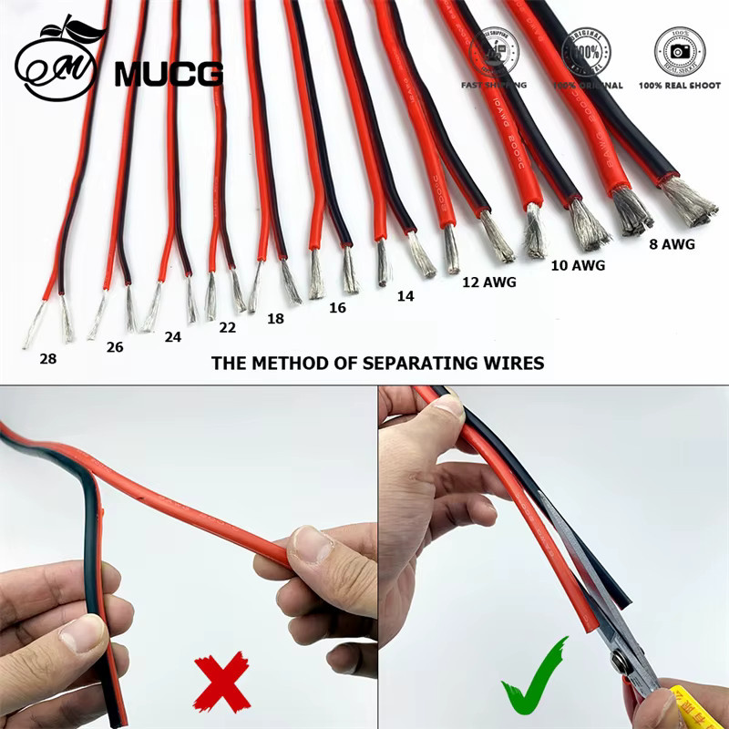 MUCG Silikonkabel 2-adrig flaches Parallel-Doppelkabel verzinnt Schwarz Rot 200m Rolle - Bild 4
