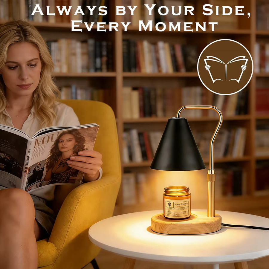 RUNTOIN Kerzenwärmer-Lampe in Schwarz, einstellbarer Wachsschmelzer aus Metall für die Küchenarbeitsplatte, modernes Design mit Dimmer und warmweißem Licht - Bild 4