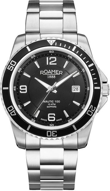 Roamer Herrenuhr, Quarz, Edelstahl, Schwarz, 43 mm, 10 ATM - Bild 1