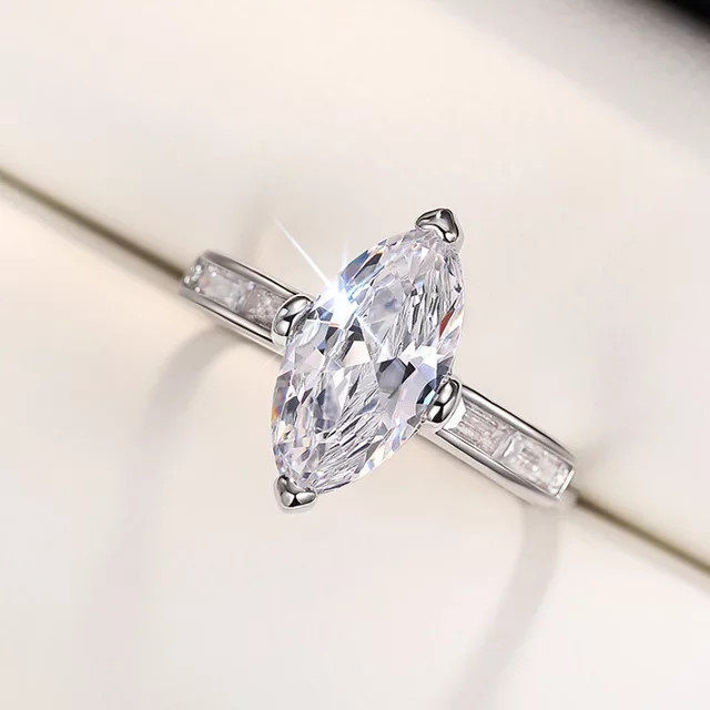 Huitan Ringe, Marquise Zirkonia, Silber, Damen - Bild 1