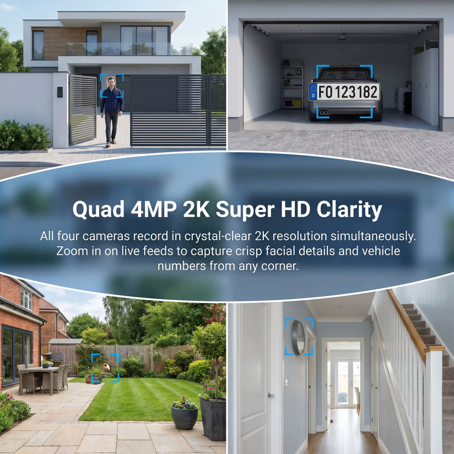 ARCCTV 4MP Solar Wifi Kamera Kit Überwachungssystem mit Humanoiden Erkennung, Sirene, Alarm und Zwei-Wege-Audio in Weiß - Bild 6