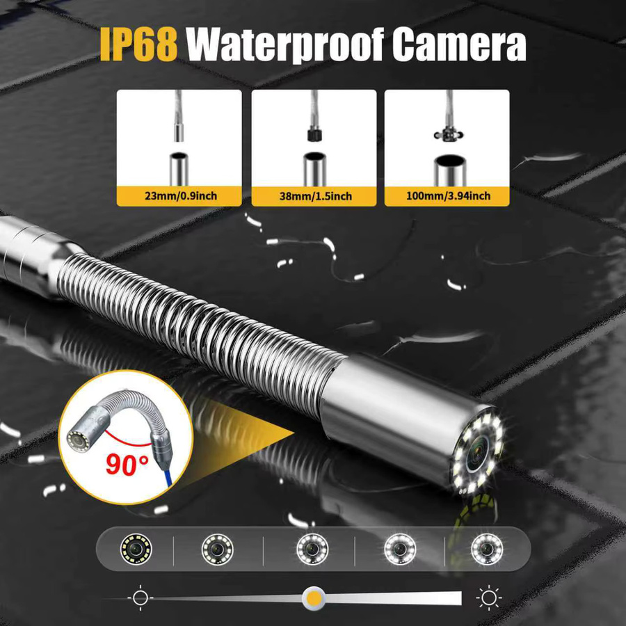 GAMWATER Kanalinspektionskamera mit 9-Zoll-IPS-Display, 1080P-Auflösung, Selbstnivellierung, 512-Hz-Ortungsgerät, 23-mm-Endoskopkamera, Meterzähler und 16 GB DVR in Schwarz - Bild 3