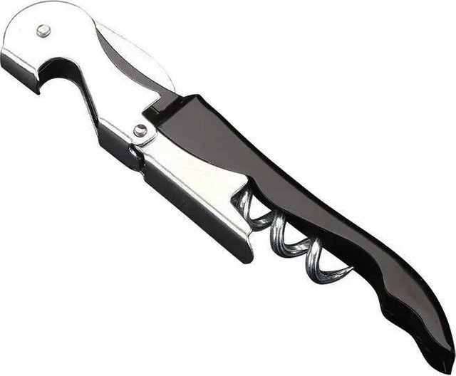 Edelstahl Korkenzieher in Form eines Papageis oder Seepferdchens mit Flaschenöffner und Messer für Rotwein, Schwarz - Bild 1