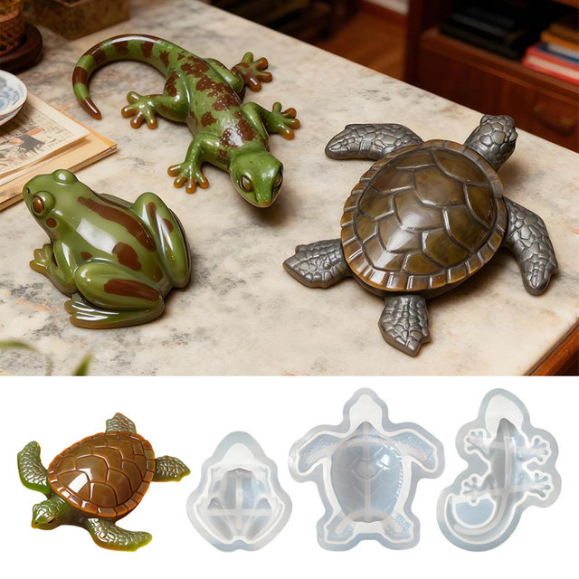 Silikonform mutu für 3D Tier Kerzen und Epoxidharz zur Herstellung von Schildkröten, Eidechsen und Fröschen als Desktop-Ornament - Bild 1