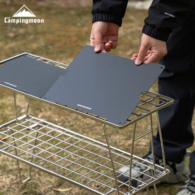 CAMPINGMOON T-2258 Zweiteiliges Tischplatten-Set aus Netzstoff und Aluminiumlegierung, Schwarz - Bild 1