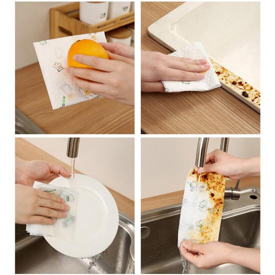 JUDING Küchenpapierrollen aus Lebensmittelqualität, weiß, 400 Stück, super saugfähig für Wasser und Öl, wiederverwendbar und waschbar - Bild 3