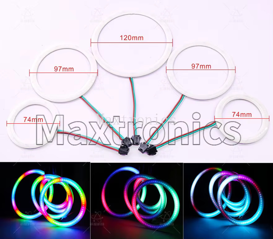Angel's Eye FCOB RGB LED-Ring mit Bluetooth APP-Steuerung und SP611e Controller, individuell adressierbar, Multicolor - Bild 2