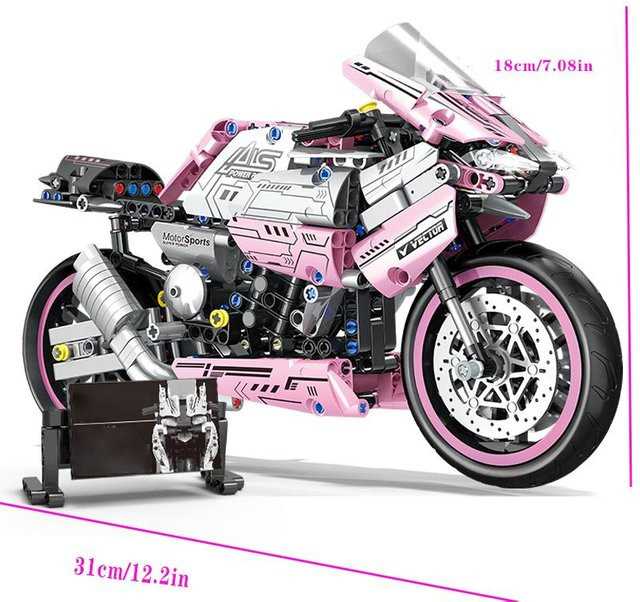 Yiran toy Konstruktionsbausteine Motorräder Rosa 1860 Stück - Bild 1