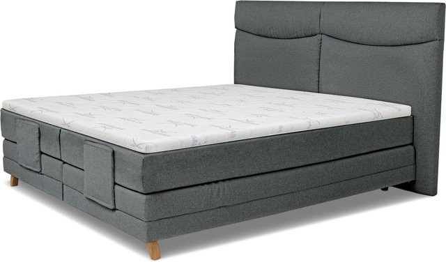 Boxspringbett SANSIBAR LIVING Langeoog in Eiche mit Stoffbezug, B/T/H: 180 x 200 x 125 cm - Bild 1