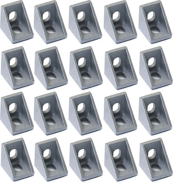 NERISXB Aluminiumprofil-Eckhalterung Serie 2020, L-förmiger rechtwinkliger Verbinder aus Stahl in Silber für Aluminium-Strangpressprofile mit 6 mm Schlitz - Bild 1