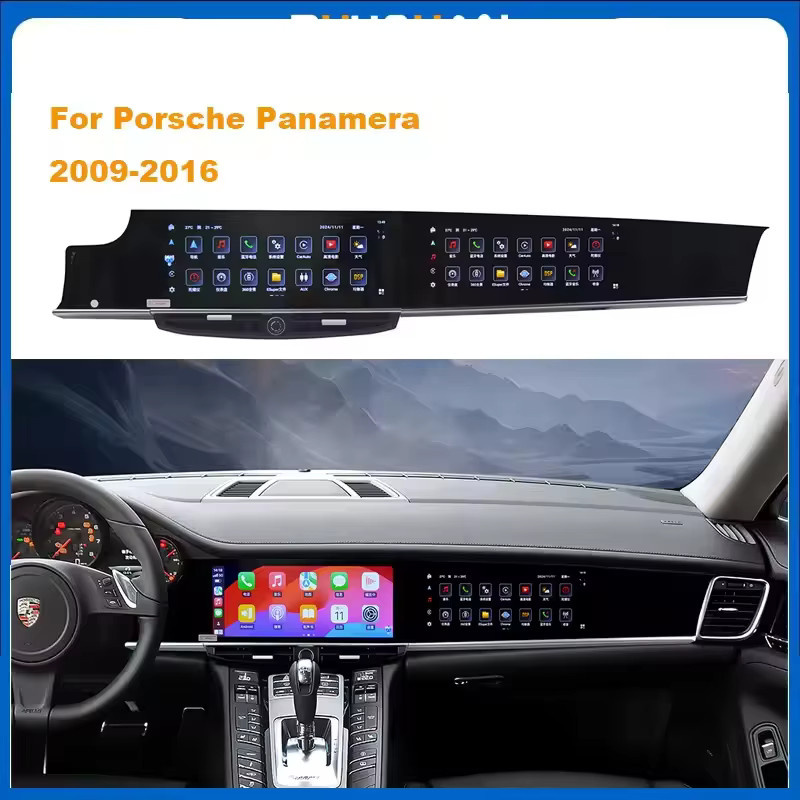 YANFU Dual-Screen-Navigations-Multimedia-Player mit Android Auto und CarPlay für Porsche Panamera 970, 12,3 Zoll und 11,4 Zoll, Schwarz - Bild 7