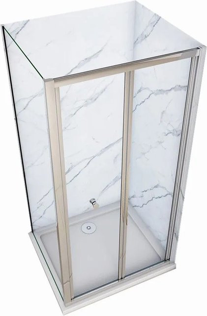 Duschparadies Duschkabine mit Falttür und Seitenwand aus ESG Glas, Farbe: Transparent/Silber, B/T/H: 76 x 80 x 185 cm - Bild 1
