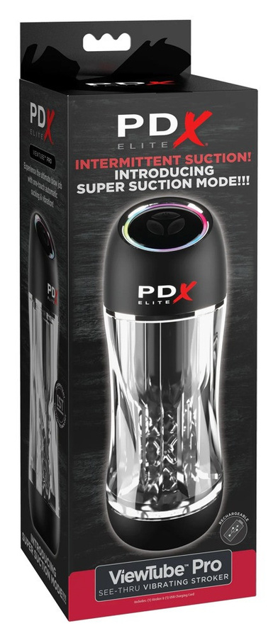 PDX ELITE ViewTube Pro Masturbator mit Vibration und Saugfunktion in Transparent und Schwarz - Bild 4