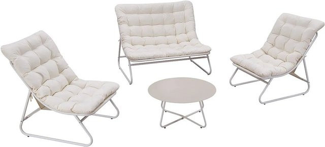 Gartensitzgruppe Lymis von Vente-unique in Beige aus Stahl, Breite: 125 cm - Bild 1
