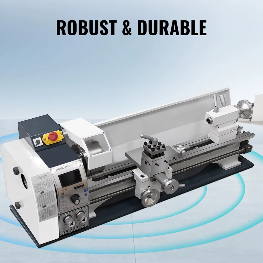 Sihao Mini-Metalldrehmaschine mit variabler Drehzahl und 1200W/1500W Leistung, B/T/H: 18 x 35 x 22 cm - Bild 5