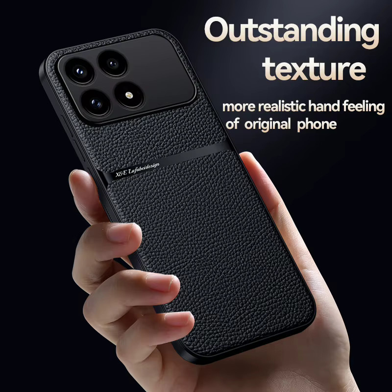 Xiaomi Lederhülle mit Litchi-Textur für Poco X8 X7 X6 F8 F7 F6 M8 M7 Pro Ultra in Schwarz und Gelb - Bild 2