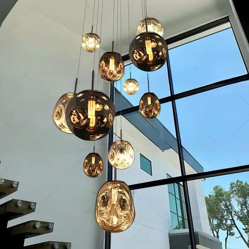 Moderne Glas-Pendelleuchte in Transparent mit Gold/Messing für Wohnzimmer und Esszimmer - Bild 4