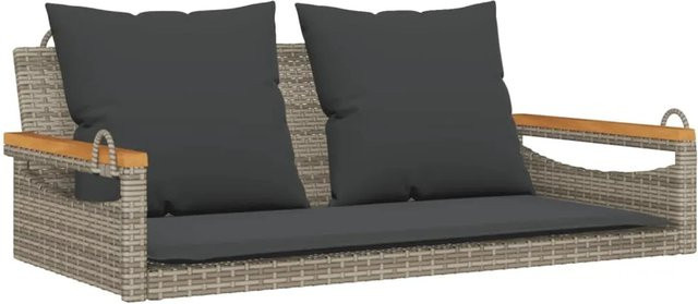 furnicato Hängebank aus PE-Rattan mit Kissen in Grau, B/T/H: 109 x 62 x 40 cm - Bild 1