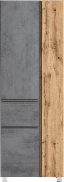 Held Möbel Seitenschrank Ancona in Betongrau-Wotaneiche, B/T/H: 65 x 35 x 180 cm - Bild 1