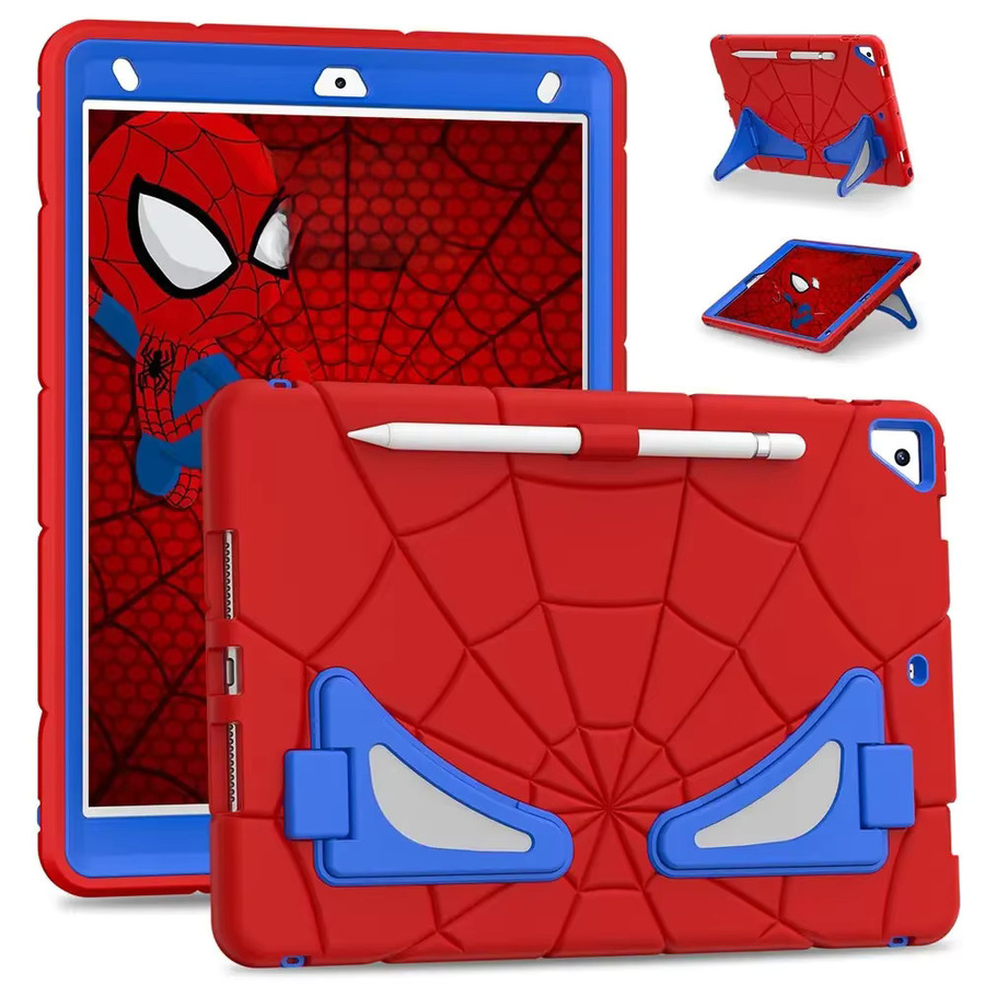 Kinderschutz Hülle für Apple iPad 9. Generation 10,2 Zoll und iPad 8./7. Generation aus Silikon und PC mit Spinnen-Design in Schwarz oder Blau - Bild 3