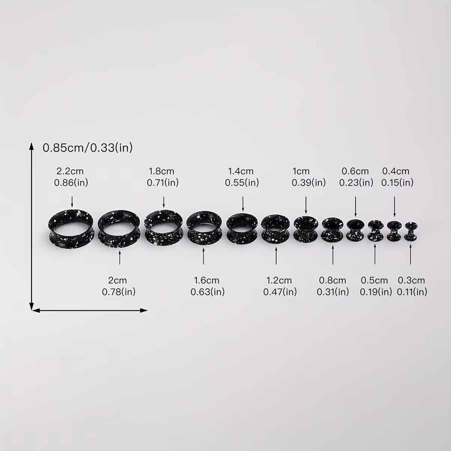 Ohrstöpsel Silikon, Schwarz, Unisex, 3mm-22mm - Bild 3