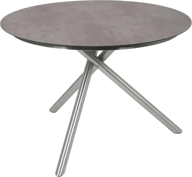 DELUKE Gartentisch HUGO Rund, Edelstahl Grau, B/T/H: 110 x 110 x 75 cm - Bild 1