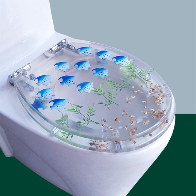 JIABINFU Toilettensitzbezug aus dickem Harz in Transparent, passend für V-Form oder O-Form WC-Sitze - Bild 1