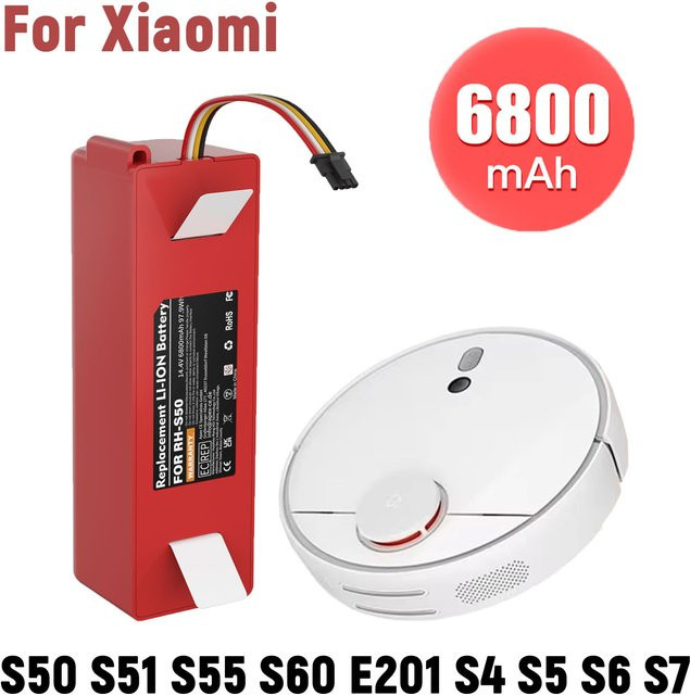 Xiaomi Ersatzbatterie für Roborock S50 S51 S52 S53 S55 S60 S4 S5 S6 S7 Serie, 14,4 V, 6800 mAh, Rot - Bild 1