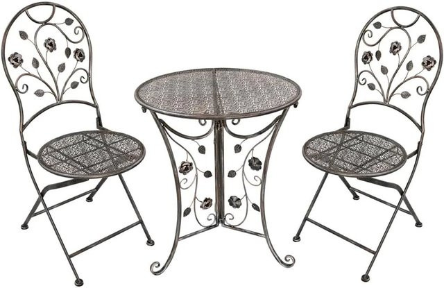 DELUKE Balkonmöbel-Set THILO 3-teilig aus Stahl in Bronze - Bild 1