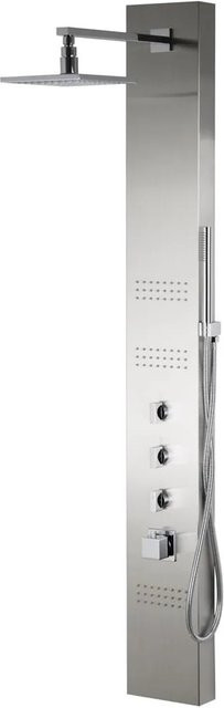KOLMAN Duschpaneel Thermostatisch aus Edelstahl mit Kopfbrause, Massage- und Wasserfallfunktion in Silber/Chrome - Bild 1