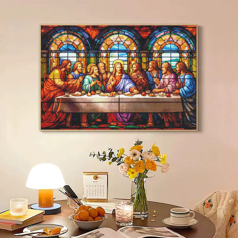 QIZITENG 5D DIY Diamantmalerei Jesus Letztes Abendmahl als Strass Stickerei Set in Mehrfarbig, quadratisch, wandmontiert, Breite: 40 cm, Höhe: 30 cm, Tiefe: 30 cm - Bild 2