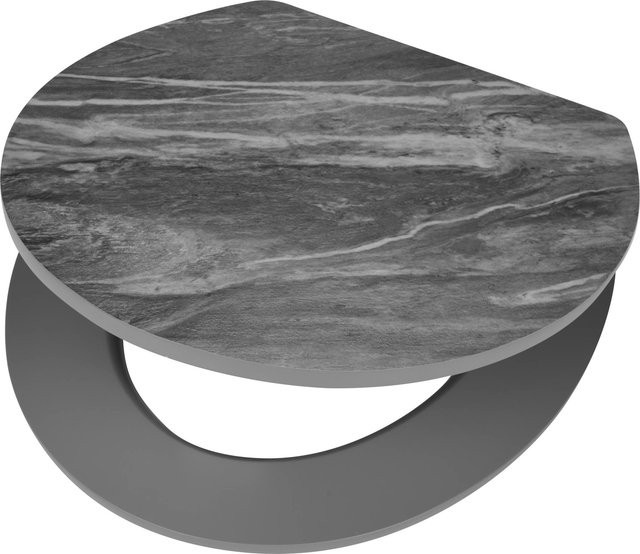 baliv WC-Sitz Vouga mit Absenkautomatik in Marmoroptik, oval, Farbe Weiß/Grau, MDF Holzkern mit Quick-Release-Funktion - Bild 1