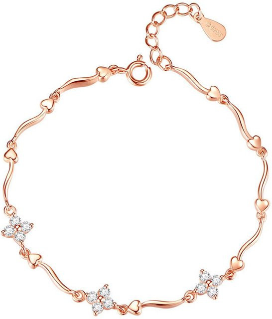 Lucky Star Jewelry Kleeblatt, Messing, Roségold, Zirkonia, Unisex - Bild 1