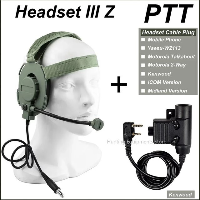 Baofeng Bowman Headset III Z Bowman Elite II CS Kopfhörer mit U94 PTT für Mobiltelefon und Kenwood Baofeng UV-5R Funkzubehör - Bild 1