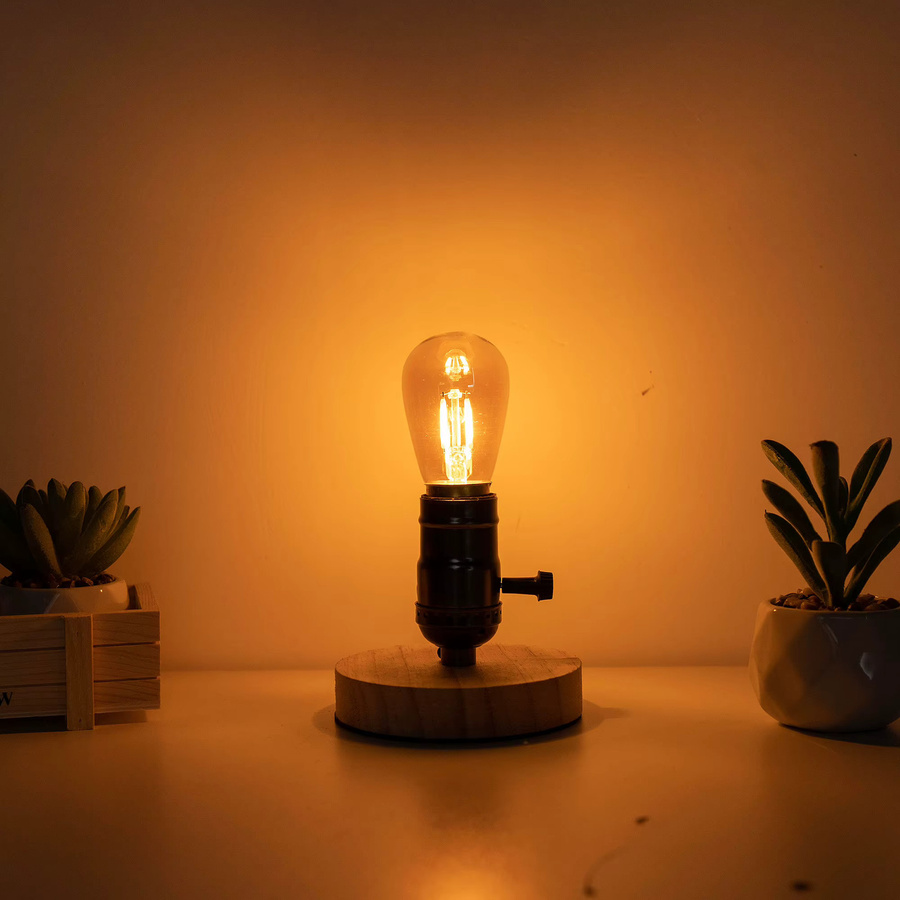 E27 LED-Edison-Glühbirne ST45G für Solar-Lichterketten, DC 12 V, 1,5 W, Warmweiß, Transparent - Bild 3