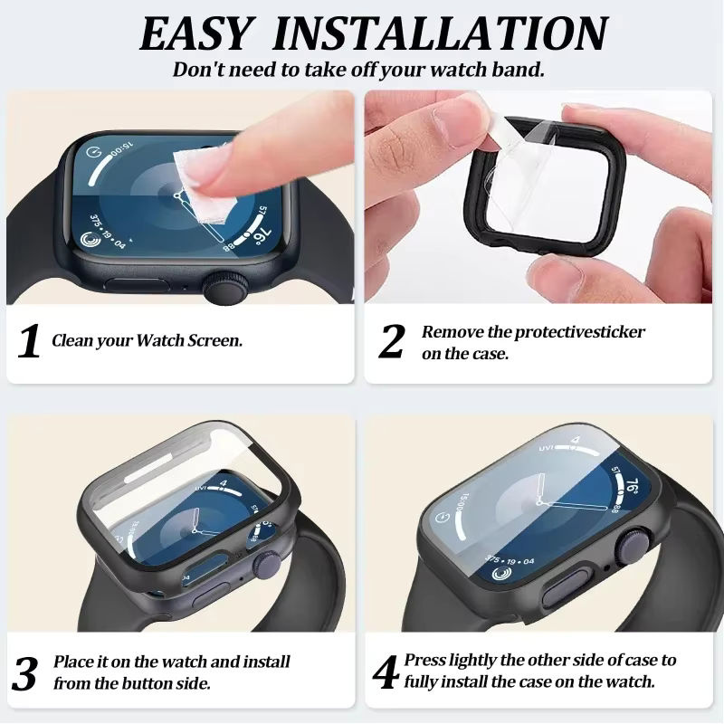 Apple Displayschutzfolie, Glas + Hülle, Apple Watch, Titan, Unisex - Bild 6