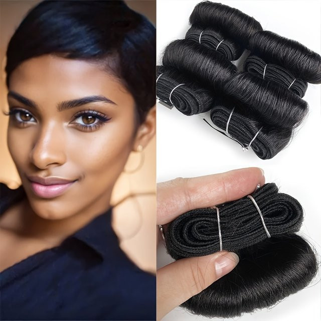 htonicca Indische Bouncy Lockige Bundles, 100 % Reines Menschenhaar, 4 Bundles - Bild 1