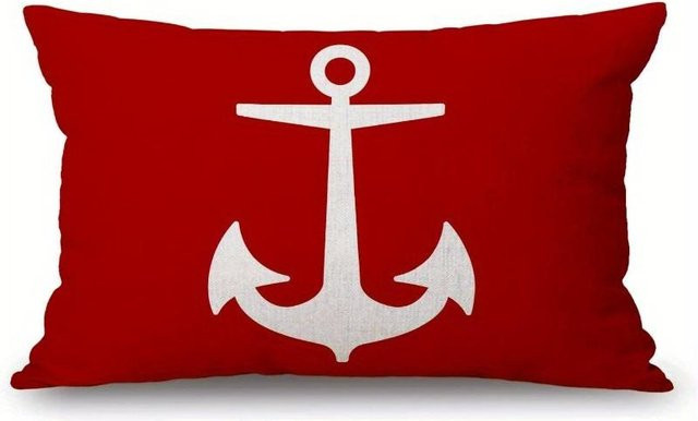 JMG Clothing Anker-Kissenbezug in Rot und Weiß mit maritimem Design, B/H: 50 x 30 cm - Bild 1