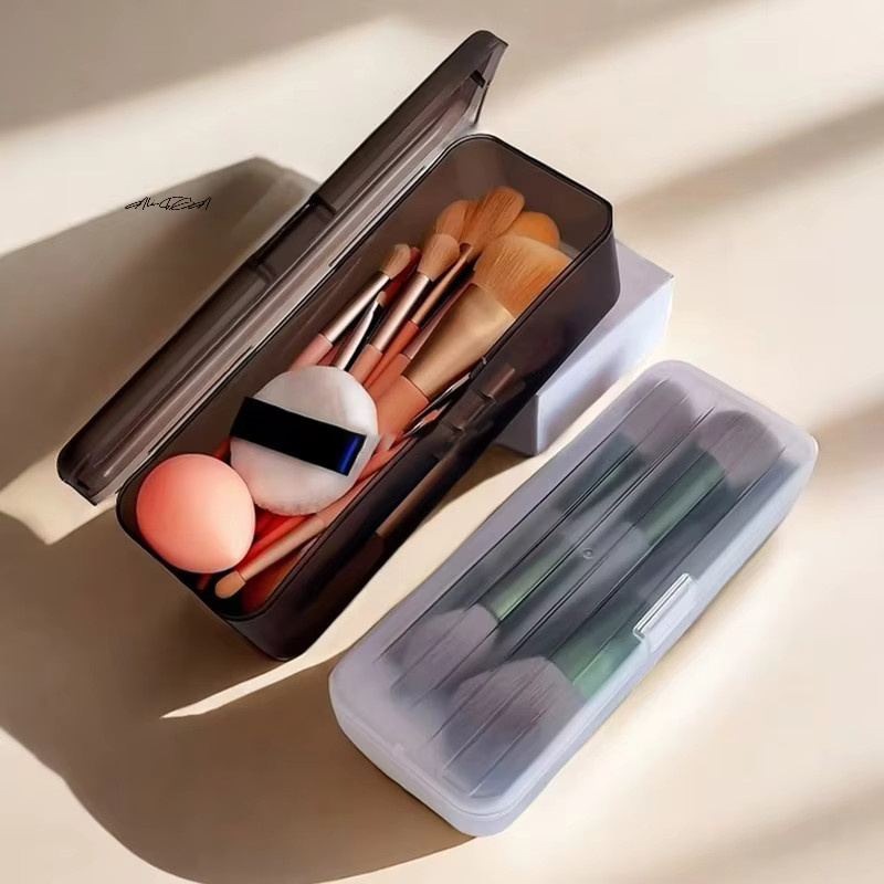 Transparente Kosmetik-Aufbewahrungsbox aus Kunststoff als Organizer für Make-up-Pinsel, Stifte und Schreibwaren - Bild 2