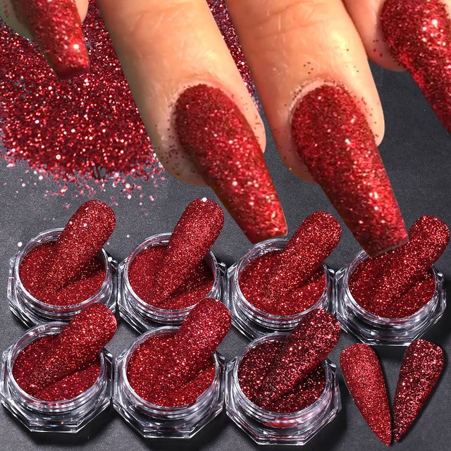 SWEET TREND Nagelglitter Pulver, Rot, Schimmernd, Unisex - Bild 1