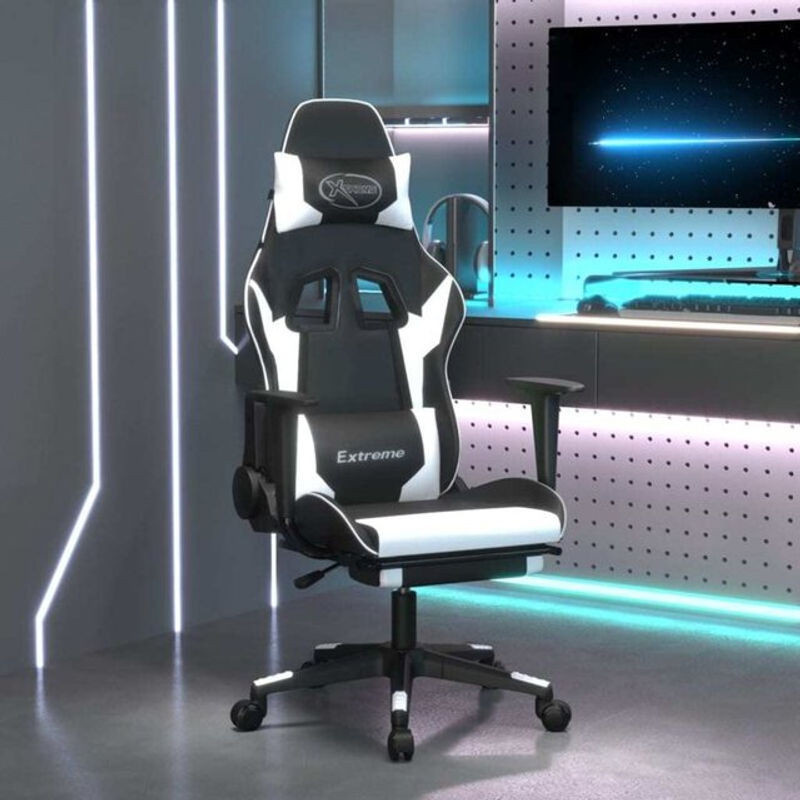 vidaxl Gamingstuhl mit Fußstütze aus Kunstleder in Schwarz/Weiß - Bild 1