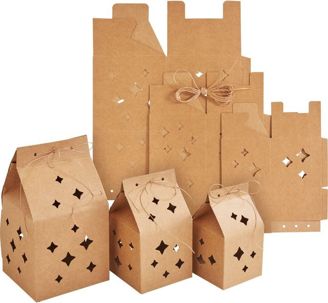 Folia Faltschachtel-Set Sterne aus braunem Kraftpapier FSC-zertifiziert - Bild 1